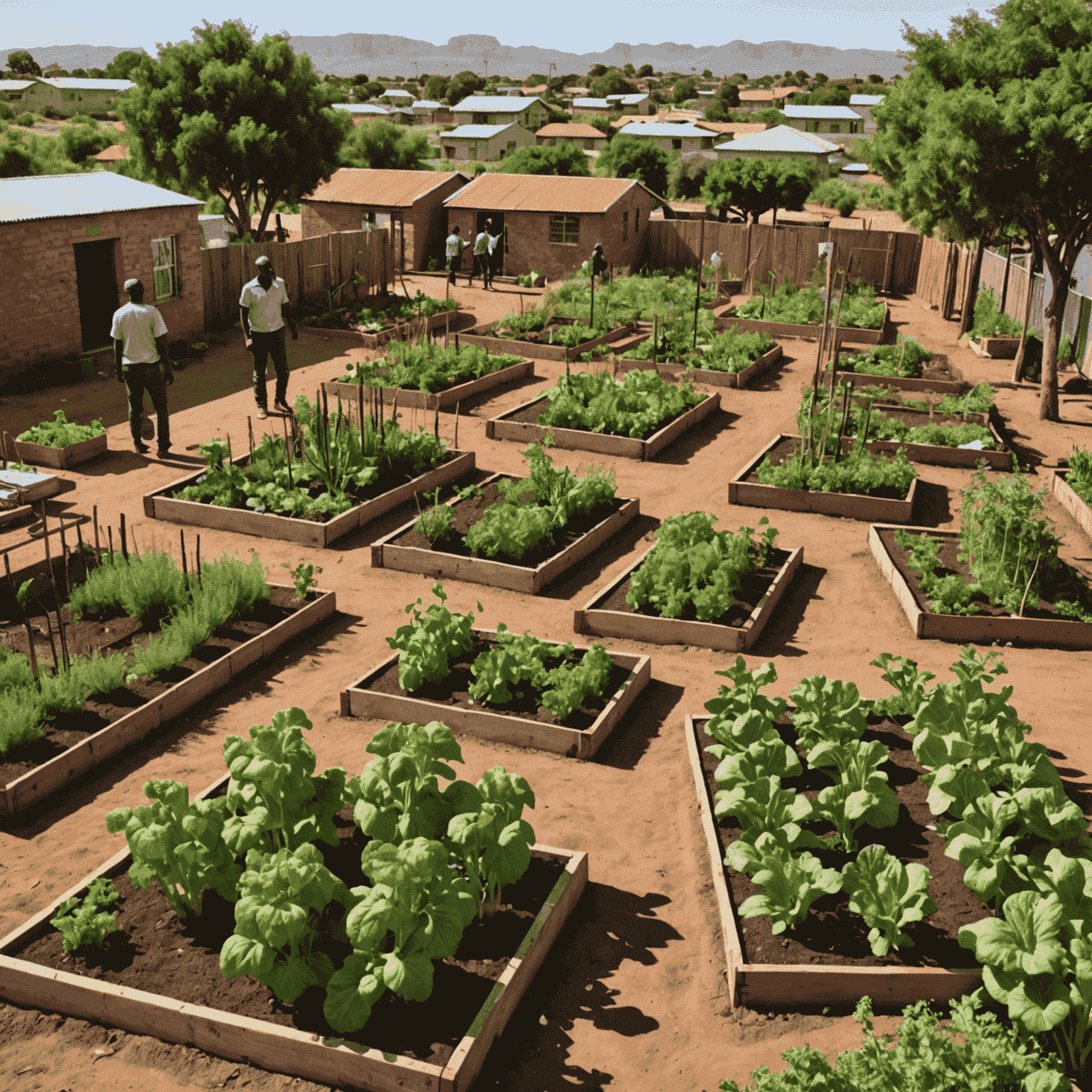 A community garden project in a South African township, illustrating sustainable development initiatives